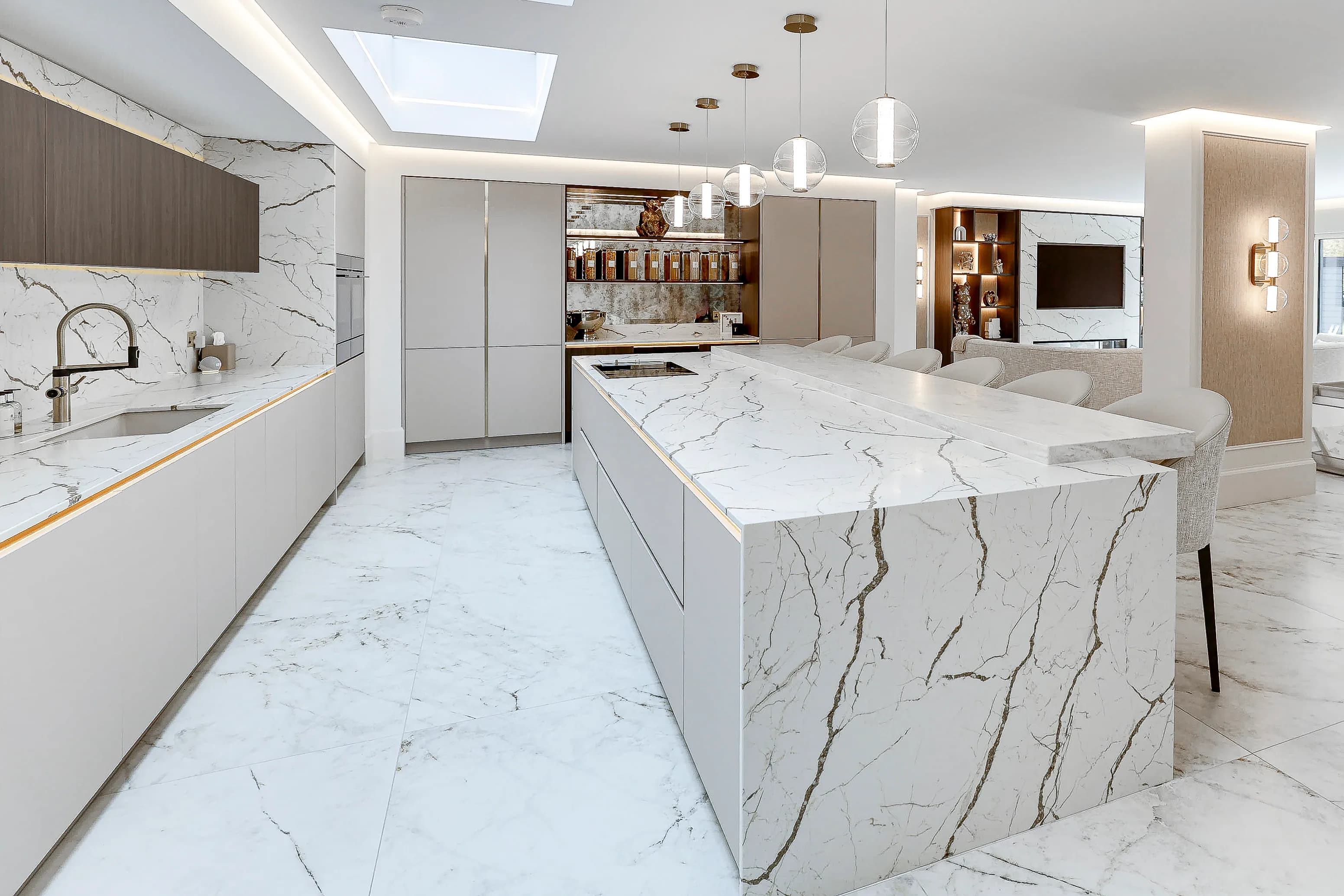 Kitchen with stone worktops