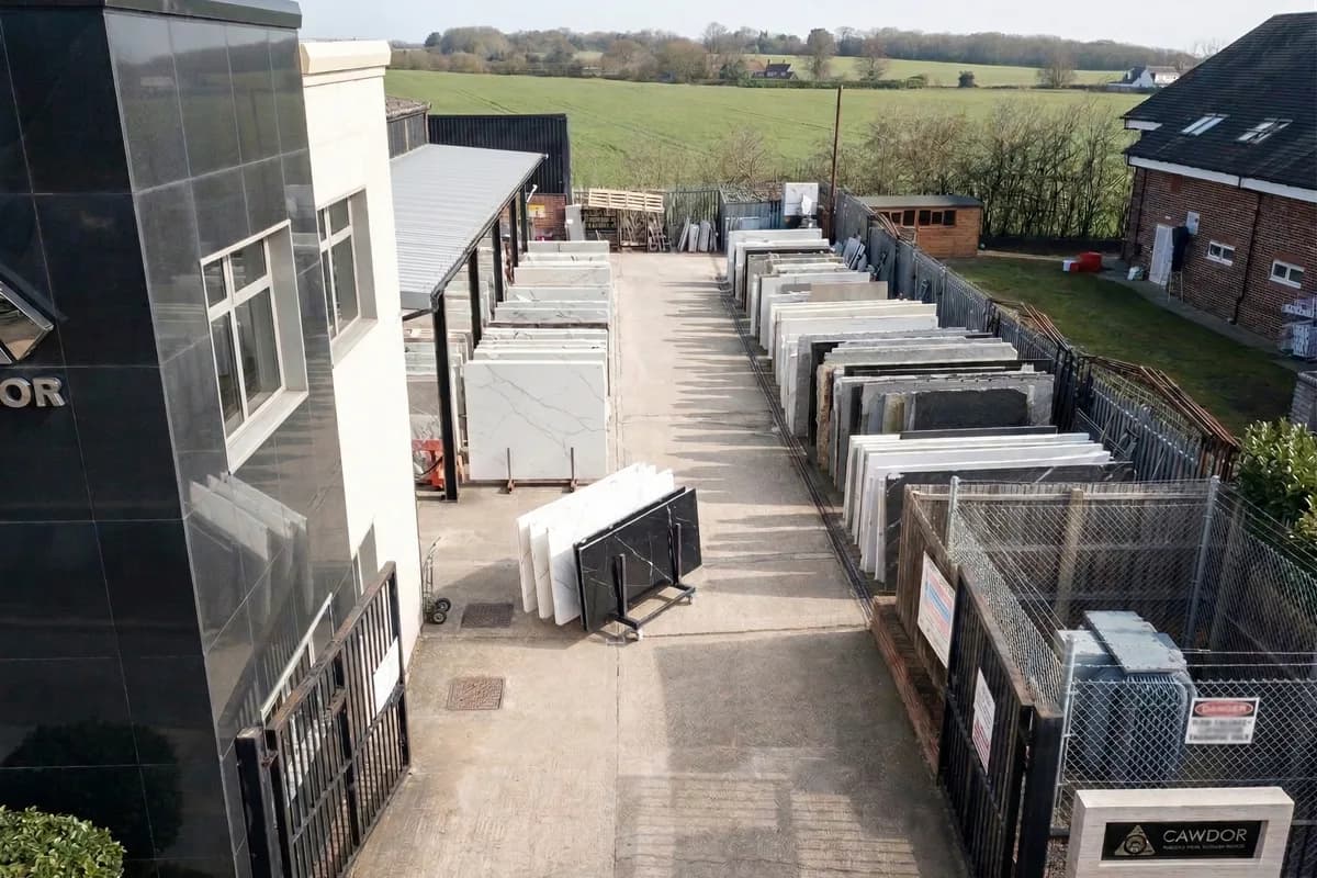 Cawdor Worktops stone yard with full-size slabs