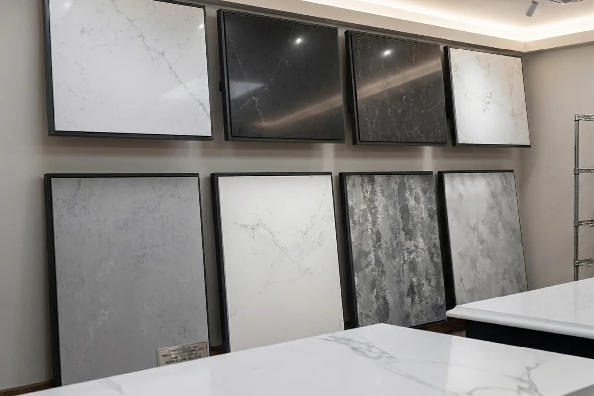 Cawdor Worktops showroom stone slab display area